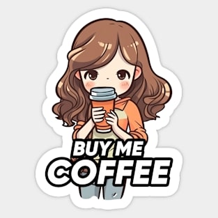 Cute coffee girl Sticker